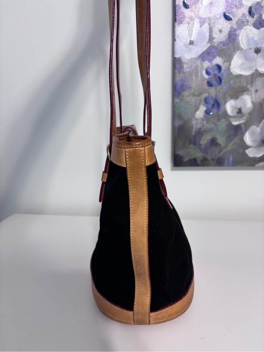 Vintage Dooney & Bourke **PROJECT** black cabriolet Tote Vachetta USA Distressed - Picture 3 of 16